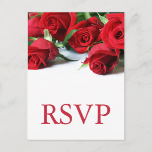 Romantische Rote Rosen Hochzeit RSVP Postkarte