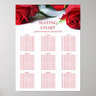 Romantische Rote Rosen Hochzeitstabelle Poster
