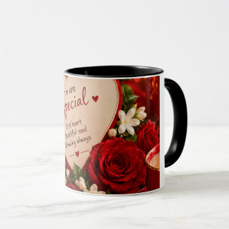 Romantische rote Rosen Kristallherz Valentinstag L Tasse