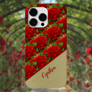 Romantische Rote Rosen mit Monogram-Farbblock Case-Mate iPhone 14 Pro Max Hülle
