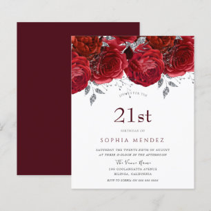 Romantische Rote Rosen Silver 21. Geburtstag Einla