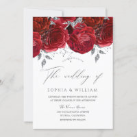 Romantische Rote Rosen Silver Leaf Elegante Hochze