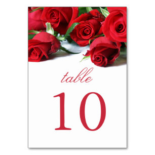 Romantische Rote Rosen Tischnummer