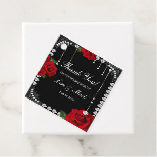 Romantische Rote Rosen und Diamanten Geschenkanhänger