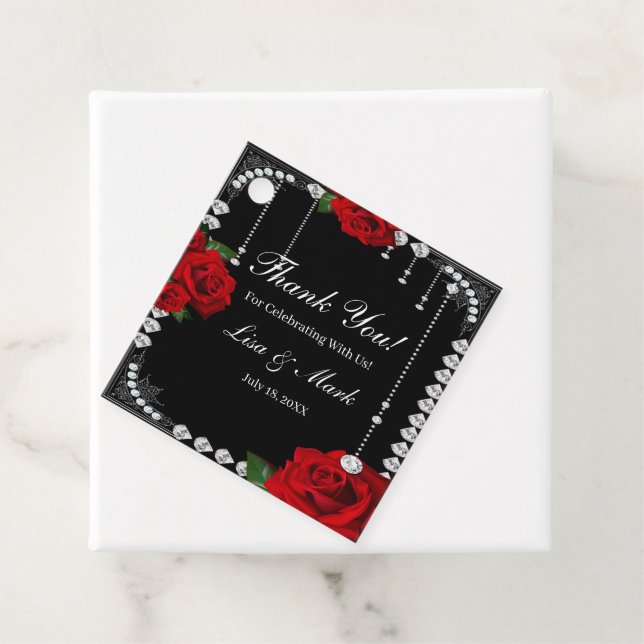 Romantische Rote Rosen und Diamanten Geschenkanhänger (Beispiel)