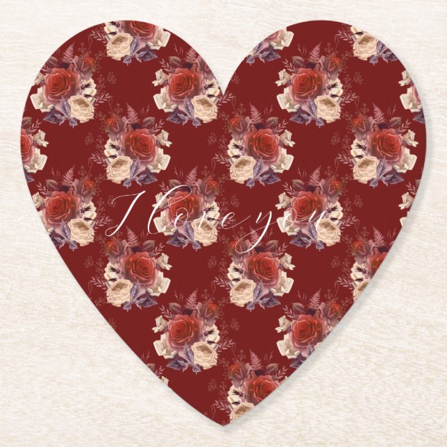 Romantische Rote Rosen Untersetzer (Vorderseite)