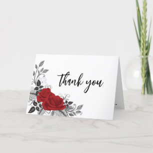 Romantische Rote Rosen verflochten Dankeskarte