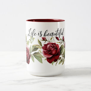 Romantische Rote Rosen Zweifarbige Tasse
