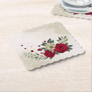 romantische rote und blassgelbe Blumen Untersetzer