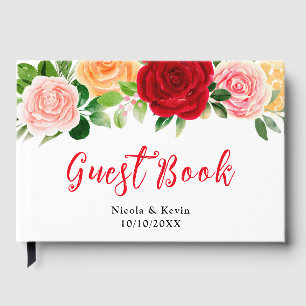 Romantische rote und orange Rosen Gästebuch