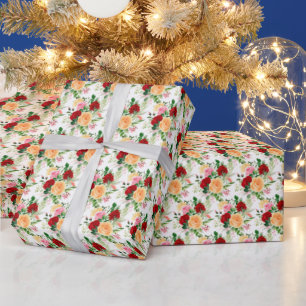 Romantische rote und orange Rosen Geschenkpapier