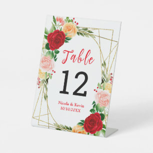 Romantische rote und orange Rosen Sockelschild