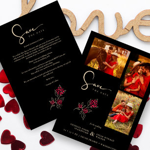 Romantische Rotgoldenzweige 3 Fotos Collage Save The Date