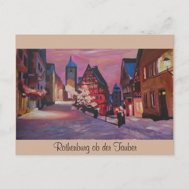 Romantische Rothenburg Tauber Deutschland im Winte Postkarte (Vorderseite)