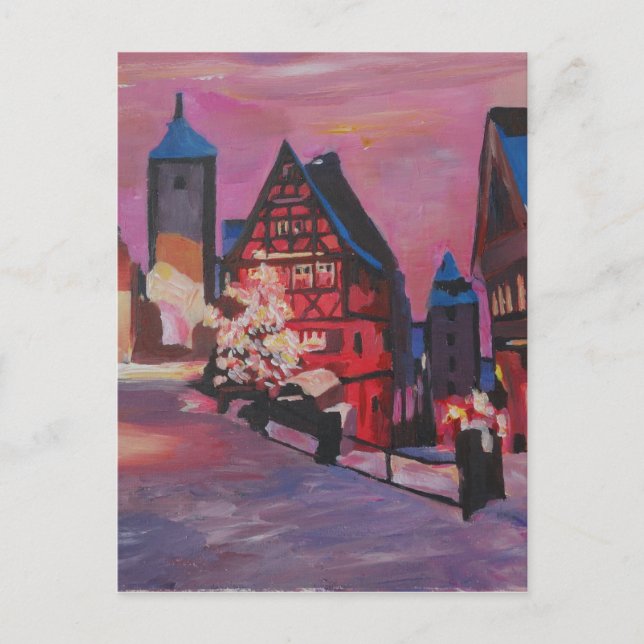 Romantische Rothenburg Tauber Deutschland im Winte Postkarte (Vorderseite)