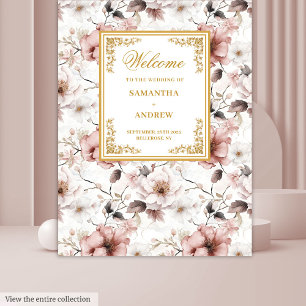 Romantische Rotze Elfenbein Goldblume Hochzeit Hin Wandteppich