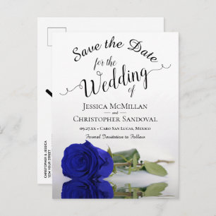Romantische Royal Blue Rose Wedding Save the Date Ankündigungspostkarte