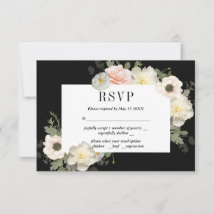 Romantische RSVP-Karte für Peonys und Anemones RSVP Karte