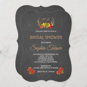 Romantische Rustikale Antler Fall Brautparty einla Einladung