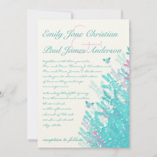 Romantische Rustikale Aqau Rosa Wildblume Biene Einladung