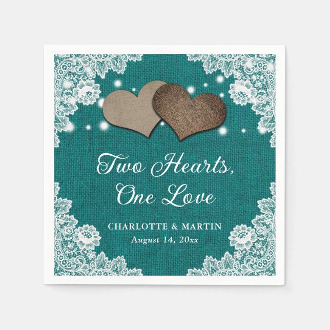 Romantische Rustikale Hochzeit und Aquamarine Hoch Serviette (Vorderseite)