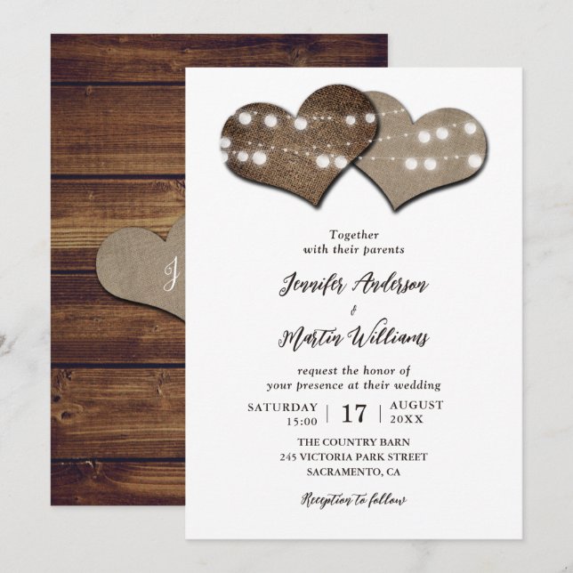 Romantische Rustikale Holzofenspinner-Hochzeit Einladung (Vorne/Hinten)