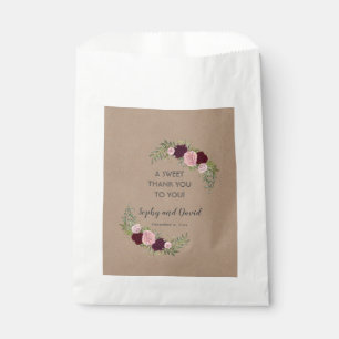 Romantische, rustikale Marsala Floral Wedding DANK Geschenktütchen