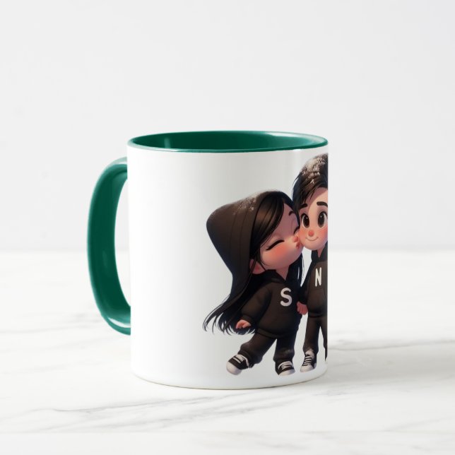 "Romantische S + N Monogramm - Ein Symbol der Lieb Tasse (Vorderseite Links)