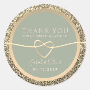 Romantische Sage-Grün-Hochzeitsaufkleber für Gesch Runder Aufkleber