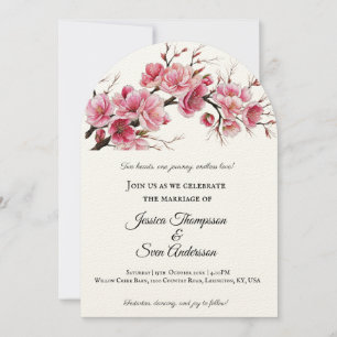 Romantische Sakura-Kirschblüten Hochzeit Einladung