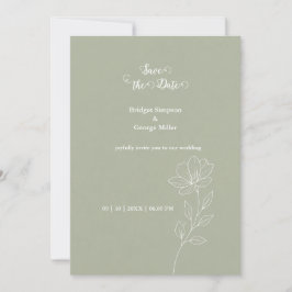 Romantische Salbei-Blumen-Hochzeit Minimal Eleganz Einladung