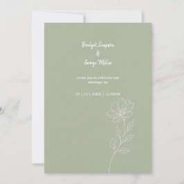 Romantische Salbei-Blumen-Minimal-Hochzeit-Eleganz Einladung