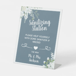 Romantische sanfte Blume Hochzeit covid sanitizing Sockelschild