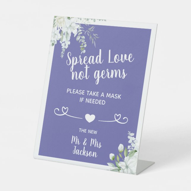 Romantische sanfte Blume Hochzeitscreme Sockelschild (Vorderseite)