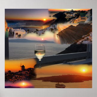 Romantische Santorini Sonnenuntergänge Poster