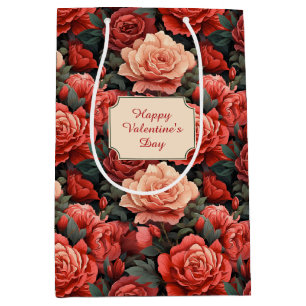 Romantische Schatten der Rose Rot und Lachs Mittlere Geschenktüte