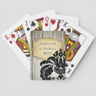 Romantische Scheunen-Holz-Vintage-Gold-Schwarz-Dam Spielkarten