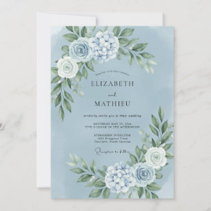Romantische Schiefer-Blüten-Hochzeit Einladung