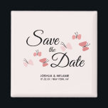 Romantische Schmetterlinge Pink retten die Daten Magnet<br><div class="desc">Speichern Sie die Datumsangaben mit rosa Schmetterlingsmagneten.</div>