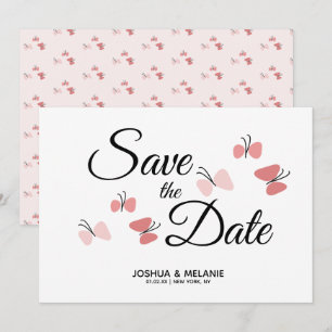 Romantische Schmetterlinge Rosa Save the Dates 