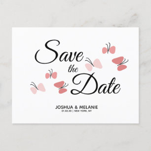 Romantische Schmetterlinge Rosa Save the Dates  Postkarte