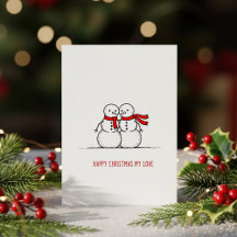 Romantische Schneemann-Kuss-Karte – Süße Weihnacht
