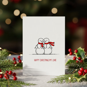 Romantische Schneemann-Kuss-Karte – Süße Weihnacht Feiertagskarte