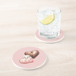 Romantische Schokolade Strawberry Herz Getränkeuntersetzer