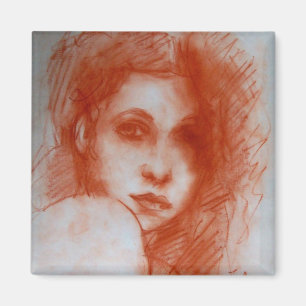 ROMANTISCHE SCHÖNHEIT / Frauenportrait in Sepia Br Magnet