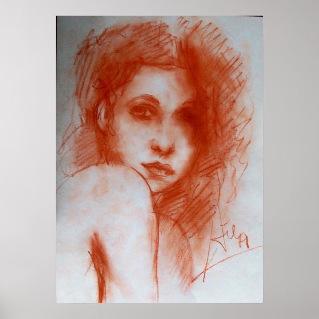 ROMANTISCHE SCHÖNHEIT / Frauenportrait in Sepia Br Poster (Vorne)