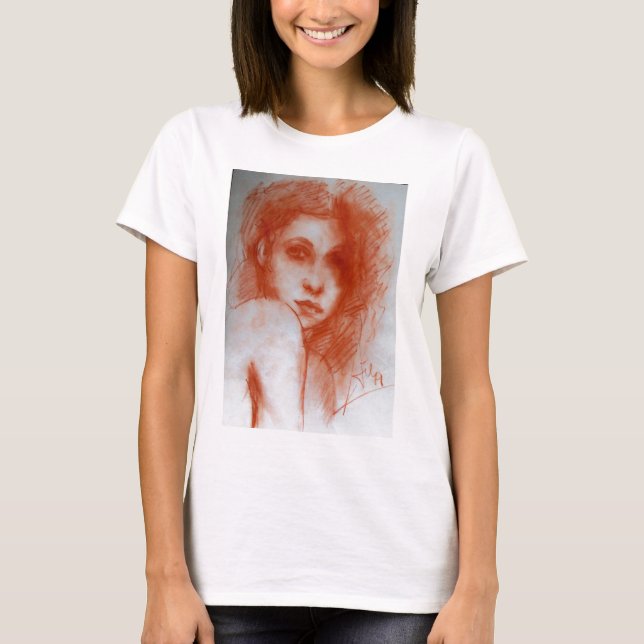 ROMANTISCHE SCHÖNHEIT / Frauenportrait in Sepia Br T-Shirt (Vorderseite)