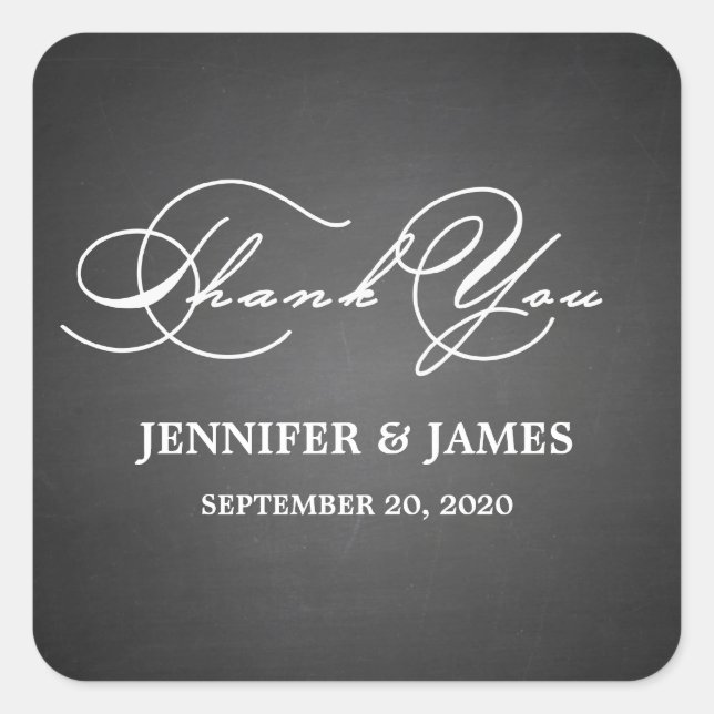 Romantische Schrift Danke Gastgeschenk Hochzeit La Quadratischer Aufkleber (Vorderseite)