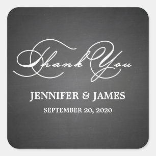 Romantische Schrift Danke Gastgeschenk Hochzeit La Quadratischer Aufkleber