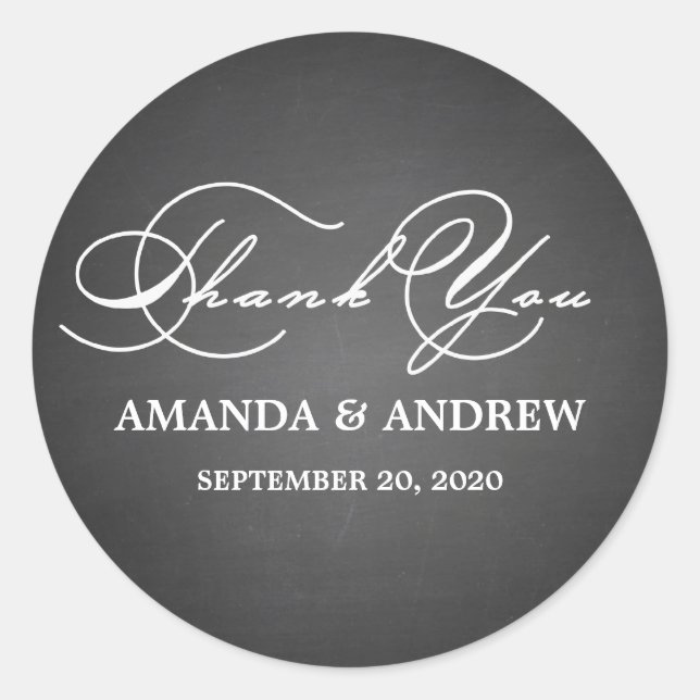 Romantische Schrift Danke Gastgeschenk Hochzeit La Runder Aufkleber (Vorderseite)